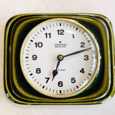70s Junghans German Wall Kitchen Clock Ceramic Green | Dadacat