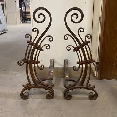 PAIR of Spiral Fireplace Andirons