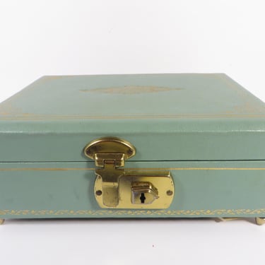 Vintage Aqua Blue Farrington Jewelry Box - Blue Jewelry Box - 1970s Jewelry Box 