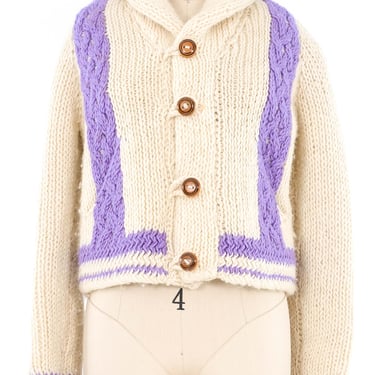 Lavender Stripe Mexican Chunky Knit Cardigan