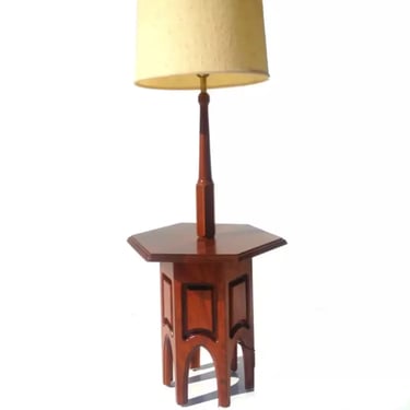 Mid Century Modern Danish Walnut table Floor lamp restored vintage Sculptural 