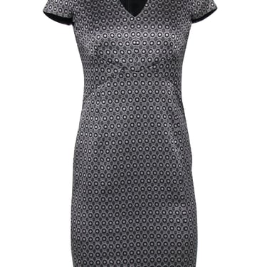 Brooks Brothers - Black & Silver Geometric Star Jacquard Print Fitted Sheath Dress Sz 6P