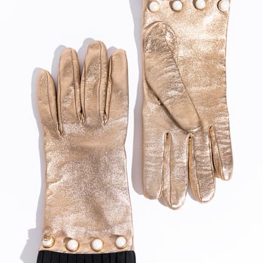 GUCCI Gold Leather Gloves
