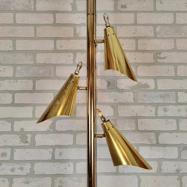 Retro 3 Light Brass Starlight Shade Tension Pole Lamp Light 