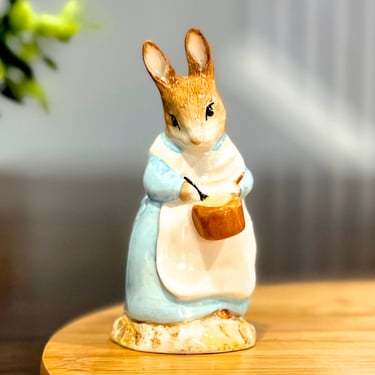 VINTAGE: 1992 - England Royal Albert Mrs. Rabbit Cooking - Beatrix Potter Figurine - SKU 34-D-00035350 