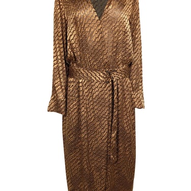 Reiss - Bronze &amp; Brown Zig-Zag Print Belted Shirtdress Sz 12