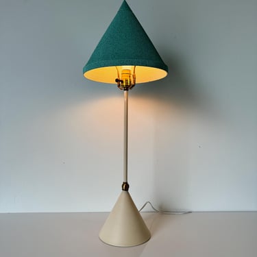 80's Post-Modern Metal  Table Lamp with Corrugated Cardboard Shade 