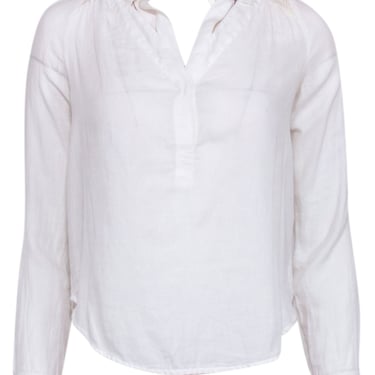 Maje - White Long Sleeve Key Hole Back Shirt Sz 4