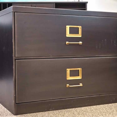 RH Metal 2 Drawer  File Cabinet with Brass Hardware