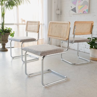 Blonde Cantilever Chair with Static Grey Seat