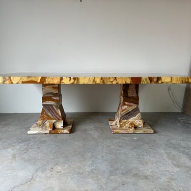 Oversize Arturo Pani for Muller of Mexico Mid-Century Modern  Patchwork Onyx  Dining - Conference Table 