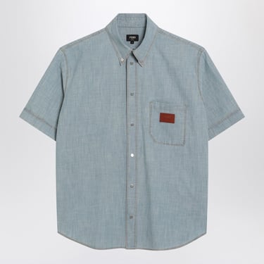 Fendi Shirt In Light Blue Chambray Men