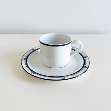 Dansk Bistro Fredriksborg Blue Flat Cups & Saucers Portugal Vintage 1980s 