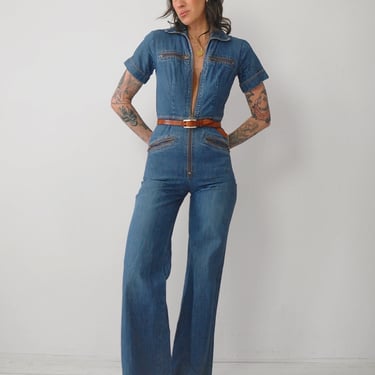 1970's Denim Zipper Jumpsuit