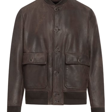 Salvatore Santoro Men Leather Bomber Jacket