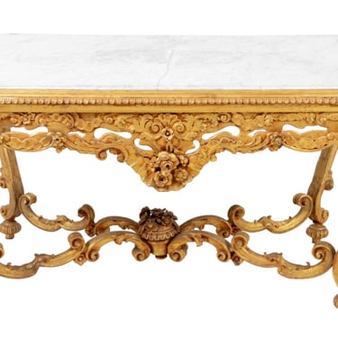 Regence Style Marble Top Giltwood Center Table