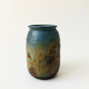 Blue Drip Studio Pottery Vase 