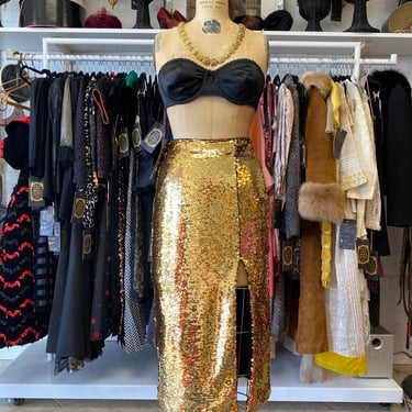 Vintage gold sequin pencil skirt, studio 54, small, holiday outfit, new years 