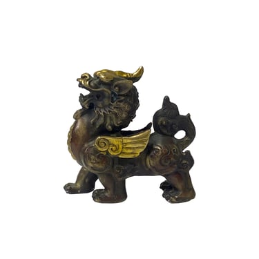 Vintage Chinese Bronze Brown Metal Fengshui Pixiu Figure ws3241E 