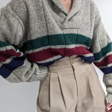 Vintage Shawl-Collar Wool Pullover