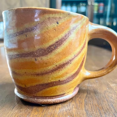 Vintage Studio Art Pottery Tiger Stripe Coffee Tea Mug 