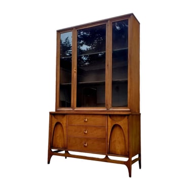 Free Shipping Within Continental US - Vintage Broyhill Brasilia Solid Walnut Mid Century Modern Buffet Hutch 