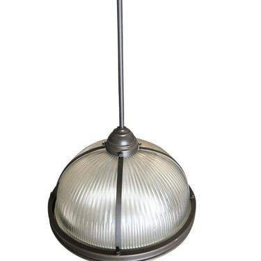 Industrial Ribbed Pendant Lamp Fashioned After Holophane 