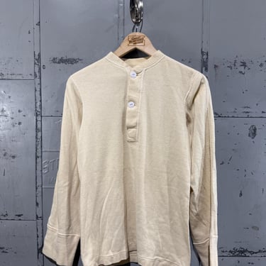Vintage Military thermal undershirt Henley Wool Cotton 