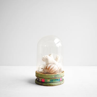 Vintage Glass Cloche Display with Silk Covered Base 