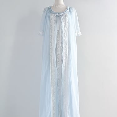 1950's Baby Blue Night Gown & Cover-up  / Sz M
