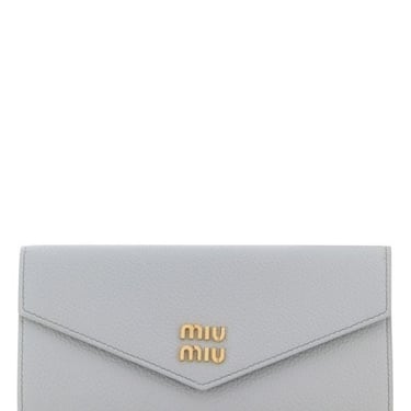 Miu Miu Woman Powder Blue Leather Wallet