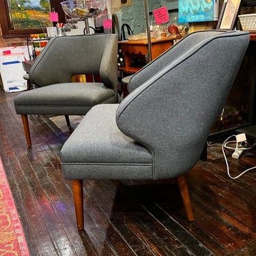 Lovely wide and comfy upholstered side chairs. 26” x 25” x 30.5” seat height 17” 