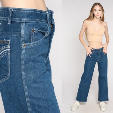 80s Straight Leg Jeans High Waisted Rise Denim Pants Dark Wash Blue Basic Streetwear Relaxed Vintage 1980s Small 28 