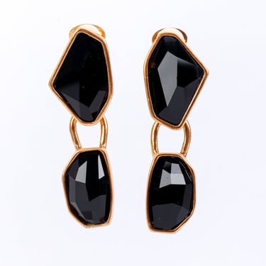 Black Geo Gem Drop Earrings