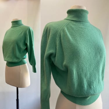 Vintage 50s Sweater / MINKLAM by Darlene / Lambswool + Mink / Seafoam Green 