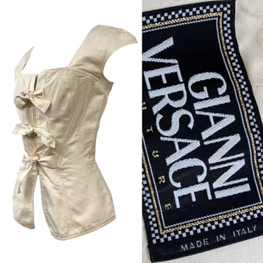 Vtg Vintage 1990s 90s 1993 SS Gianni Versace Ivory Rare Romantic Bustier Top 