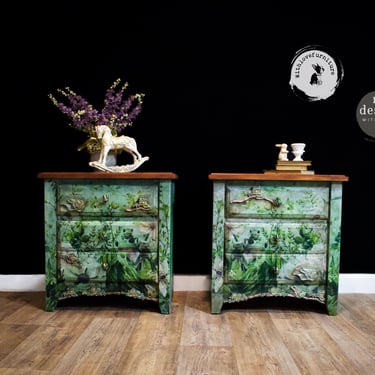 Eclectic Fairytale inspire side tables, set of two nightstands, whimsical pieces, eclectic furniture, boho nature inspired 