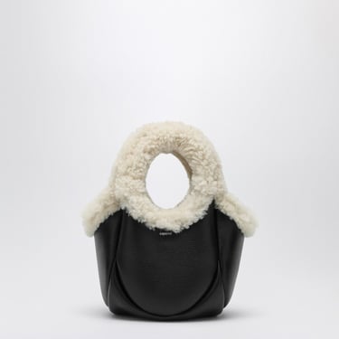 Coperni Mini Black Swipe Bag With Shearling Trim Women