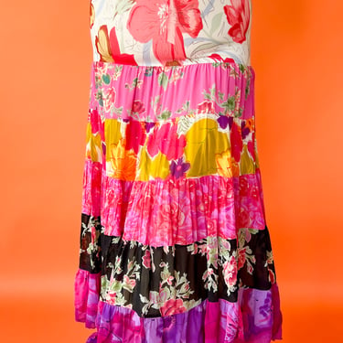 1990s Floral Tiered Skirt Sz: L/XL