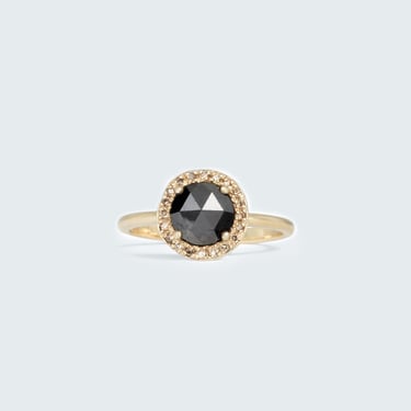 Rose Cut 1.10ct Black Diamond Engagement Ring