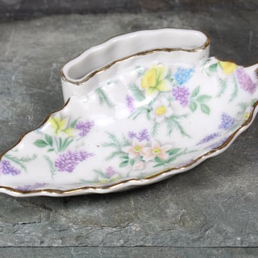 Lefton Porcelain Leaf Dish | Vintage Ring Dish | Place Card Holder | Trinket Dish | Bixley Shop 