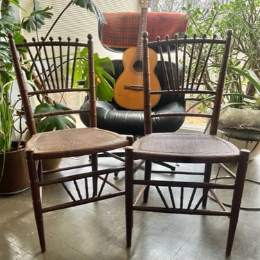 Antique Stick and Ball Dining Chairs, a pair