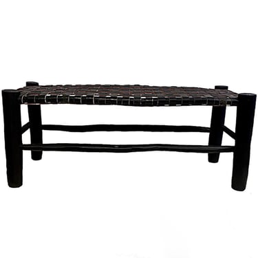 Black Moroccan Leather Bench 