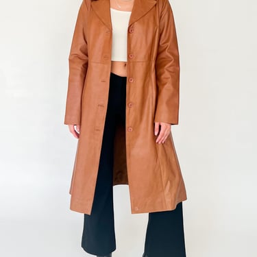 Tawny Leather Wrap Coat (M)