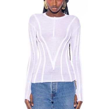 OPEN SEAM LONG SLEEVE TEE IN WHITE RIB