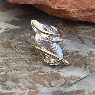 Gabriel Jurado ~ Vintage Southwestern Sterling Silver Feather Wrap Ring Size 7 