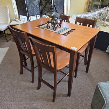 Dark & Blonde Wood Counter Height Dining Set
