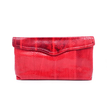 Red Snakeskin Convertible Clutch