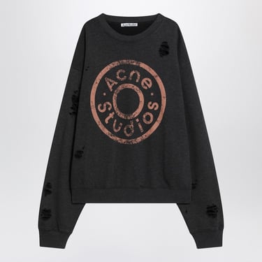 Acne Studios Black Mélange Relaxed Sweater With Wear Men