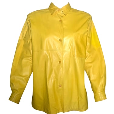 Valentino 1980's Yellow Nappa Lambskin Leather Shirt Jacket